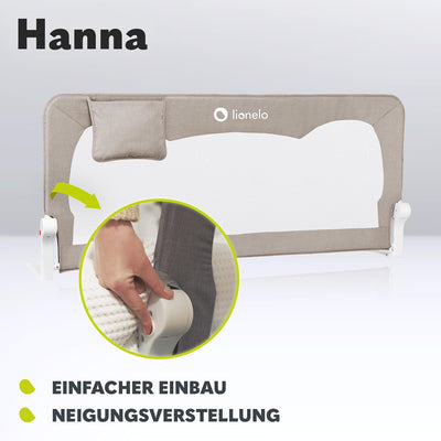 Lionelo Hanna Bettgitter Rausfallschutz 150 cm x 66 cm, zusammenklappbar um 180 Grad, luftiges Netz,