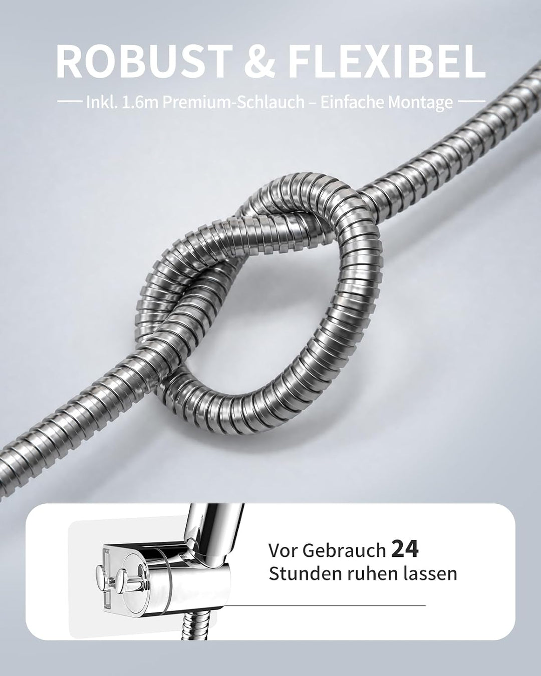 OFFO Duschkopf mit Schlauch 1,6m und Halterung, Handbrause mit Filter 6 Strahlarten, Duschkopf Gross