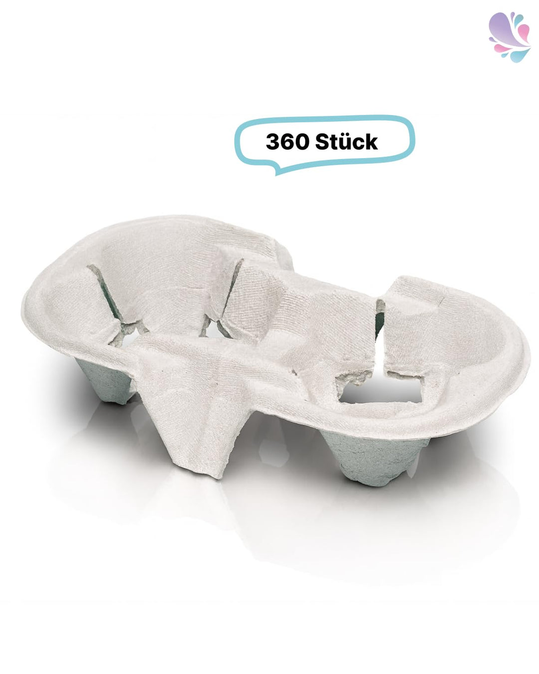 360 Stück Becherhalter - 21 x 11 x 4 cm - praktische und kompostierbare Chinet-Transporthilfe für 2