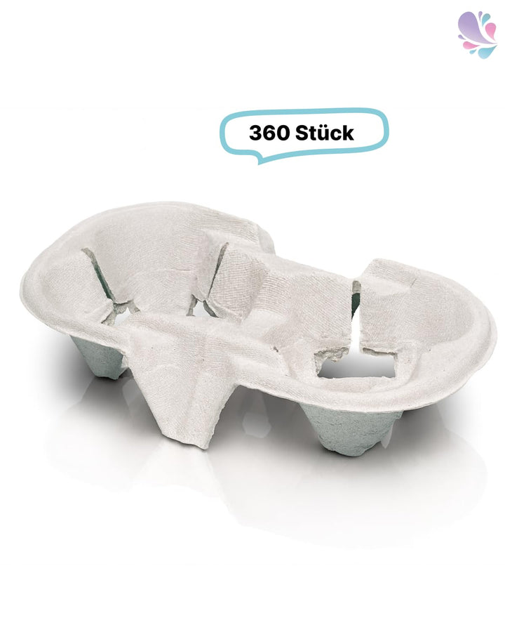 360 Stück Becherhalter - 21 x 11 x 4 cm - praktische und kompostierbare Chinet-Transporthilfe für 2