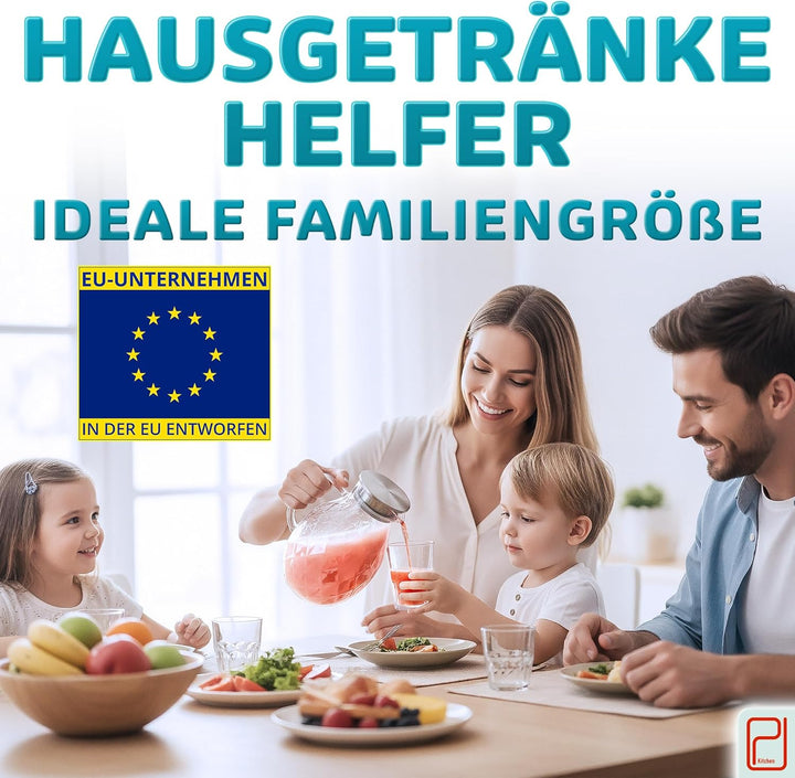 Karaffe aus Borosilikatglas mit Deckel und Ausgiesser - Glaskaraffe mit einzigartigem Rautenmuster f