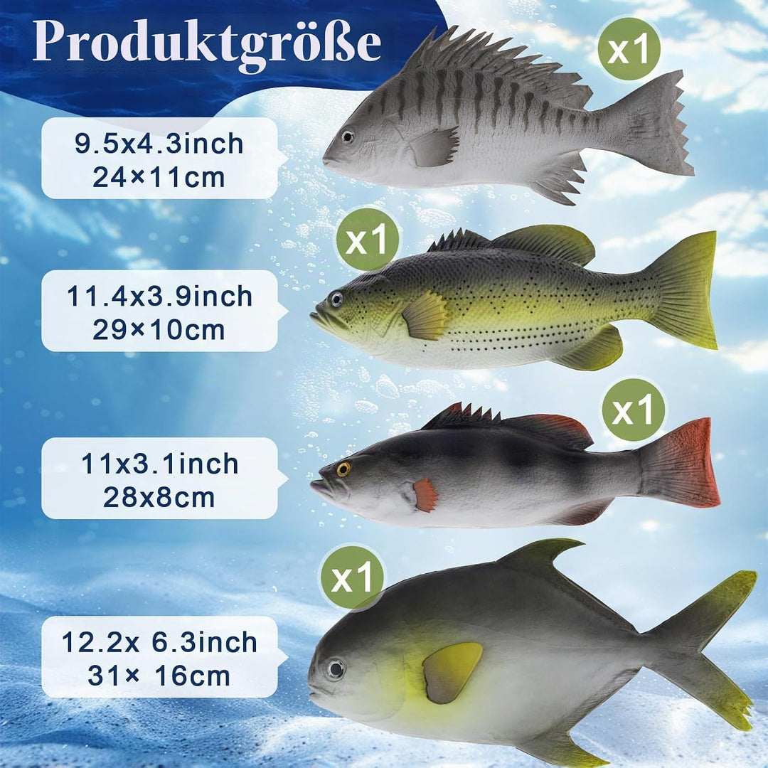4 Stück Künstliche Fisch Deko Realistische Kunststoff Fische Dekoration Lebensmittel Aquarium Küche