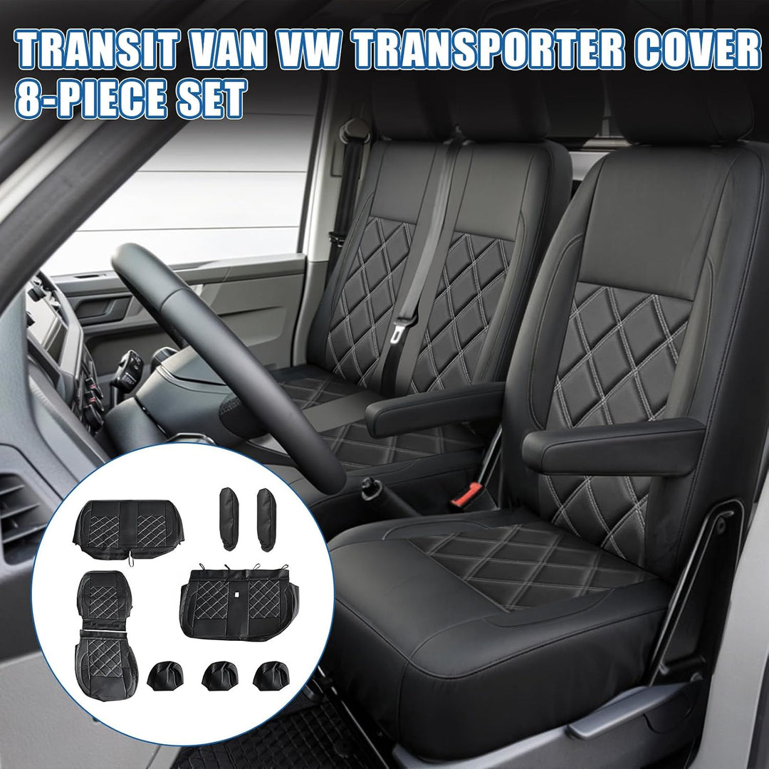 Sitzbezüge Auto für VW Transporter T6 T6.1, Vordersitzbezüge 2+1 | Autositzbezüge Schonbezüge, 1 Ein