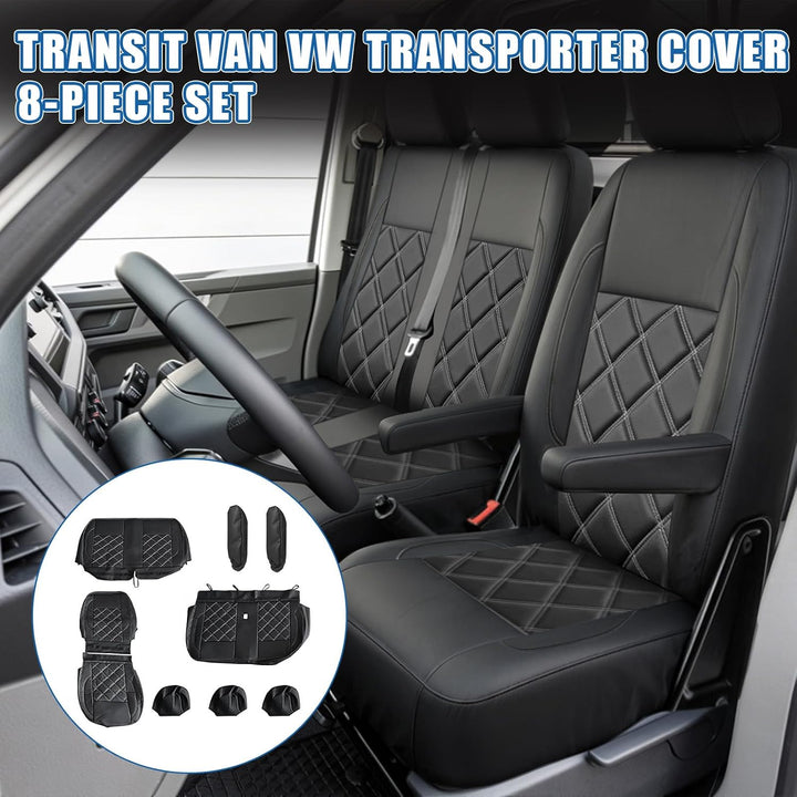 Sitzbezüge Auto für VW Transporter T6 T6.1, Vordersitzbezüge 2+1 | Autositzbezüge Schonbezüge, 1 Ein