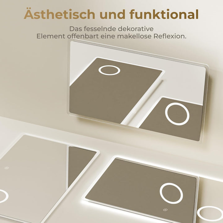Heilmetz Badspiegel mit Beleuchtung LED 120x60cm, Badezimmerspiegel mit Beleuchtung+3X Vergrösserung