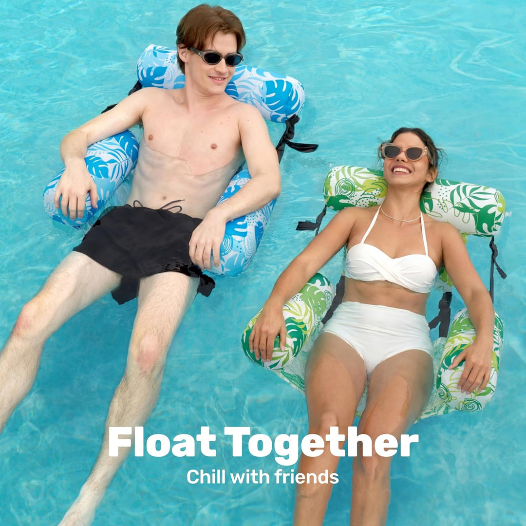Sloosh Aufblasbare Wasser Pool Luftmatratze für Erwachsene, 2er schwimmende Pool-Flösse, Aufblasbare