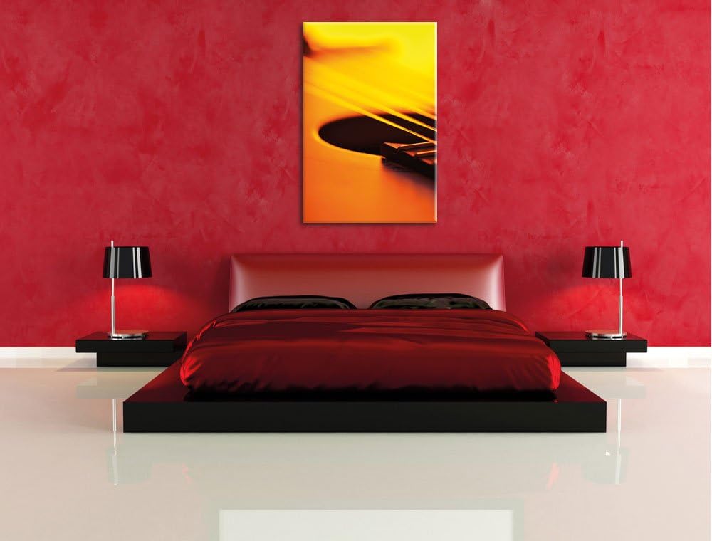 Pixxprint Gitarrensaiten, Format: 100x70 auf Leinwand, XXL riesige Bilder fertig gerahmt mit Keilrah