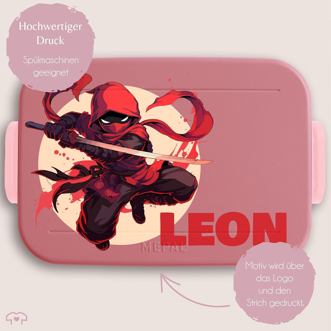 Kinder Bento Box Midi Lunchbox für Mepal Bentobox - Ninja mit Name personalisiert I Schulkind Gesche