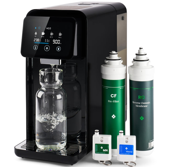 HO3 Home One Auftisch Osmoseanlage für Trinkwasser mit 4 Temperaturstufen (RT, 50, 85, 95°C), 5 Stuf
