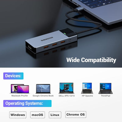 USB C Hub 3.2 gen 2 10Gb/s, 5 in 1 USB C Hub mit HDMI 4K@60Hz + 3*USB 3.2 Gen 2 +100W PD, USB C 3.2