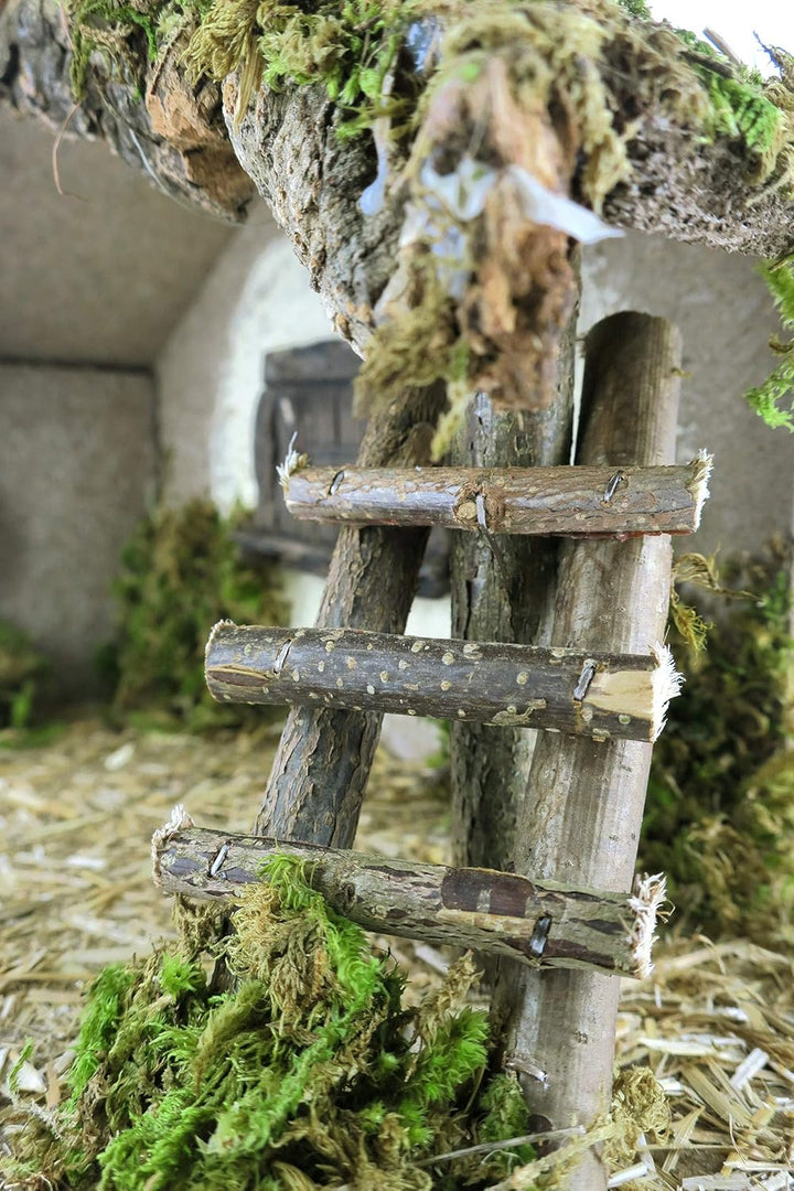 BERTONI leer Krippe Cork-Moss Hütte, Holz, Mehrfarbig, 36 x 16 x 26 cm