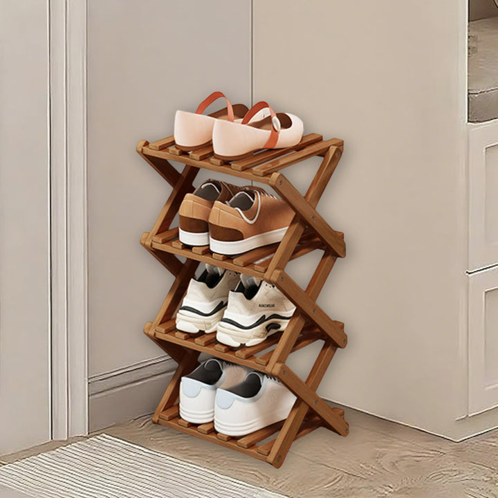 Kiss Me Faltbares Schuhregal, klein, vertikales Schuhregal aus Holz, kleines Schuhregal für engen Ra