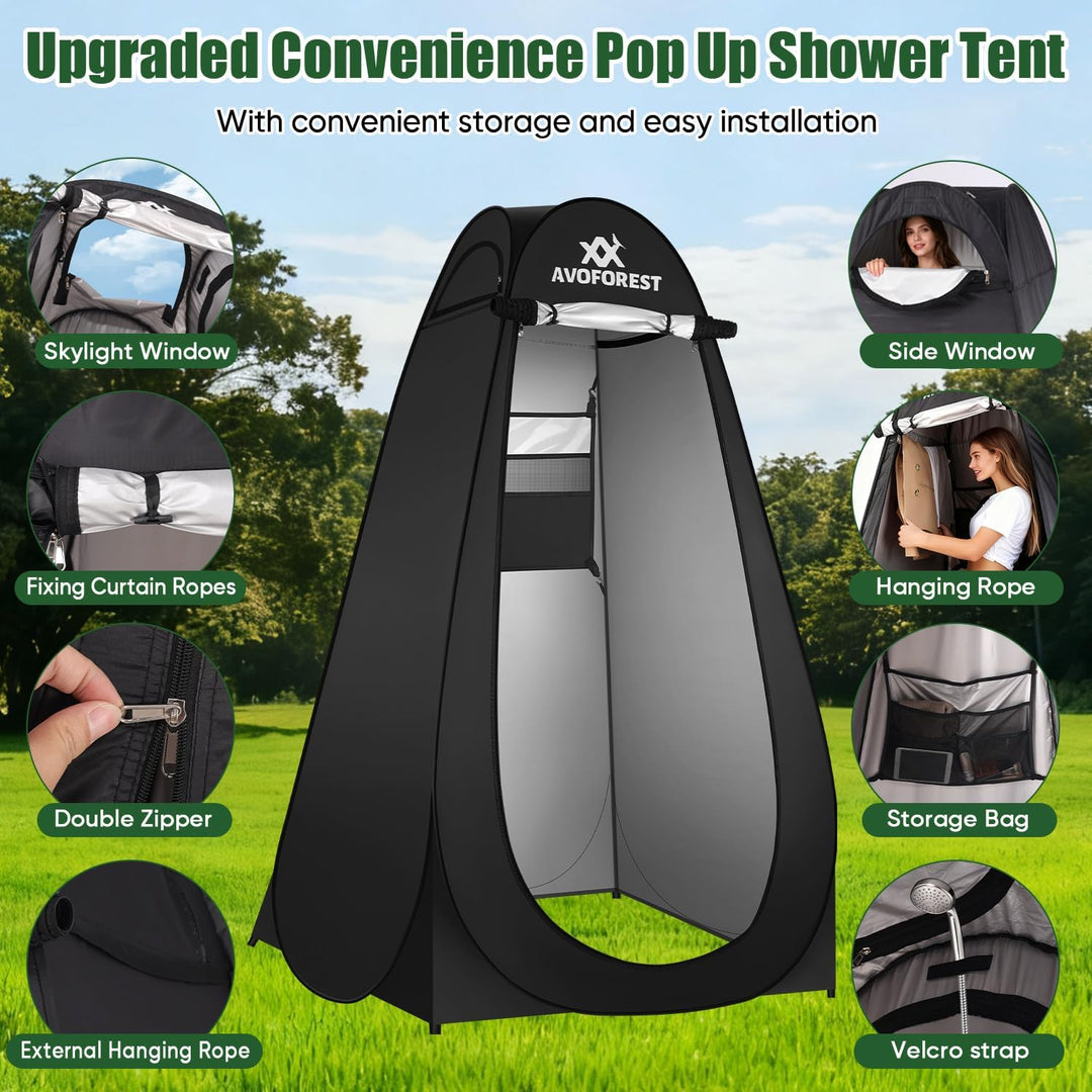 Pop Up Duschzelt, Toilettenzelt mit Tragetasche & Zubehör, Mobile Umkleidezelt Privatsphäre Toilette