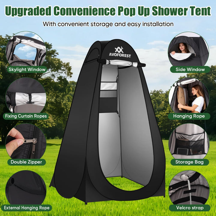 Pop Up Duschzelt, Toilettenzelt mit Tragetasche & Zubehör, Mobile Umkleidezelt Privatsphäre Toilette