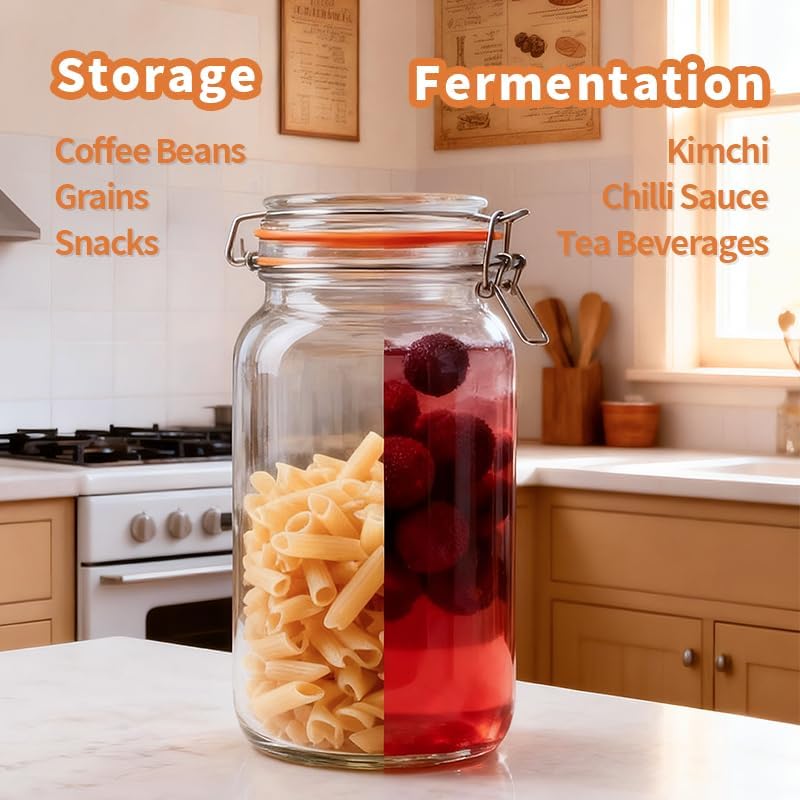 2 L 3er-Pack Gärbehälter mit Luftschleuse - Fermentieren Starter Set - Fermentiergläser - Fermentier