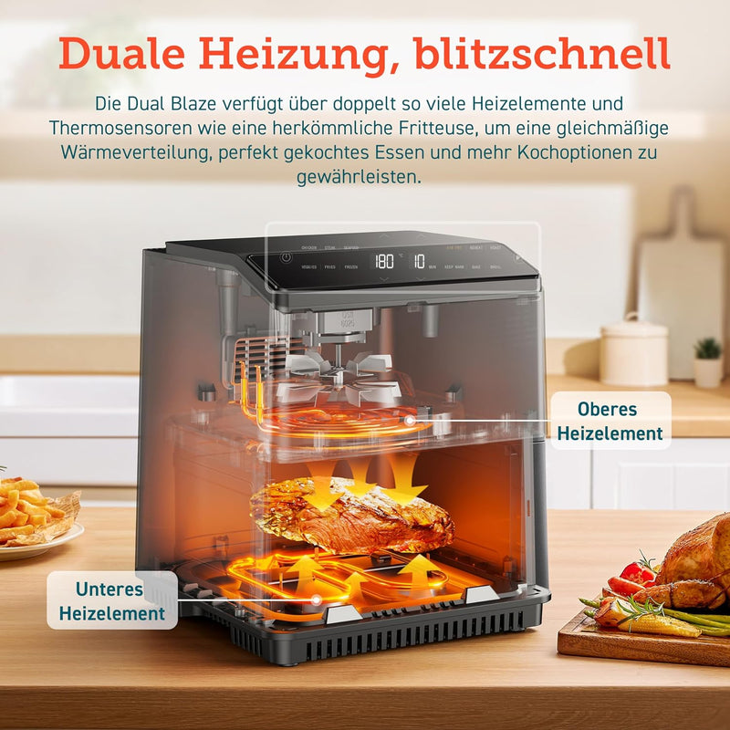 COSORI Heissluftfritteuse mit Dual Blaze Tech, 6,4 Liter Smart Airfryer mit Full Touch Screen, 12 Mu