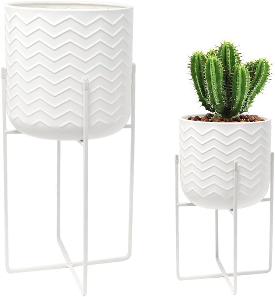 TRIROCKS Set aus 2 Metallpflanzenständern 31 cm & 45 cm Blumenständer Moderne Pflanzenhalter Blumenh