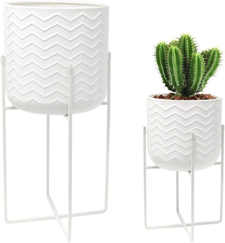 TRIROCKS Set aus 2 Metallpflanzenständern 31 cm & 45 cm Blumenständer Moderne Pflanzenhalter Blumenh