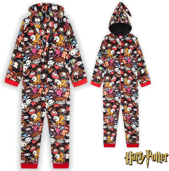 Harry Potter Jumpsuit Kinder, Fleece Onesie Jungen und Mädchen, Schlafoverall Kinder Kostüm Overall,