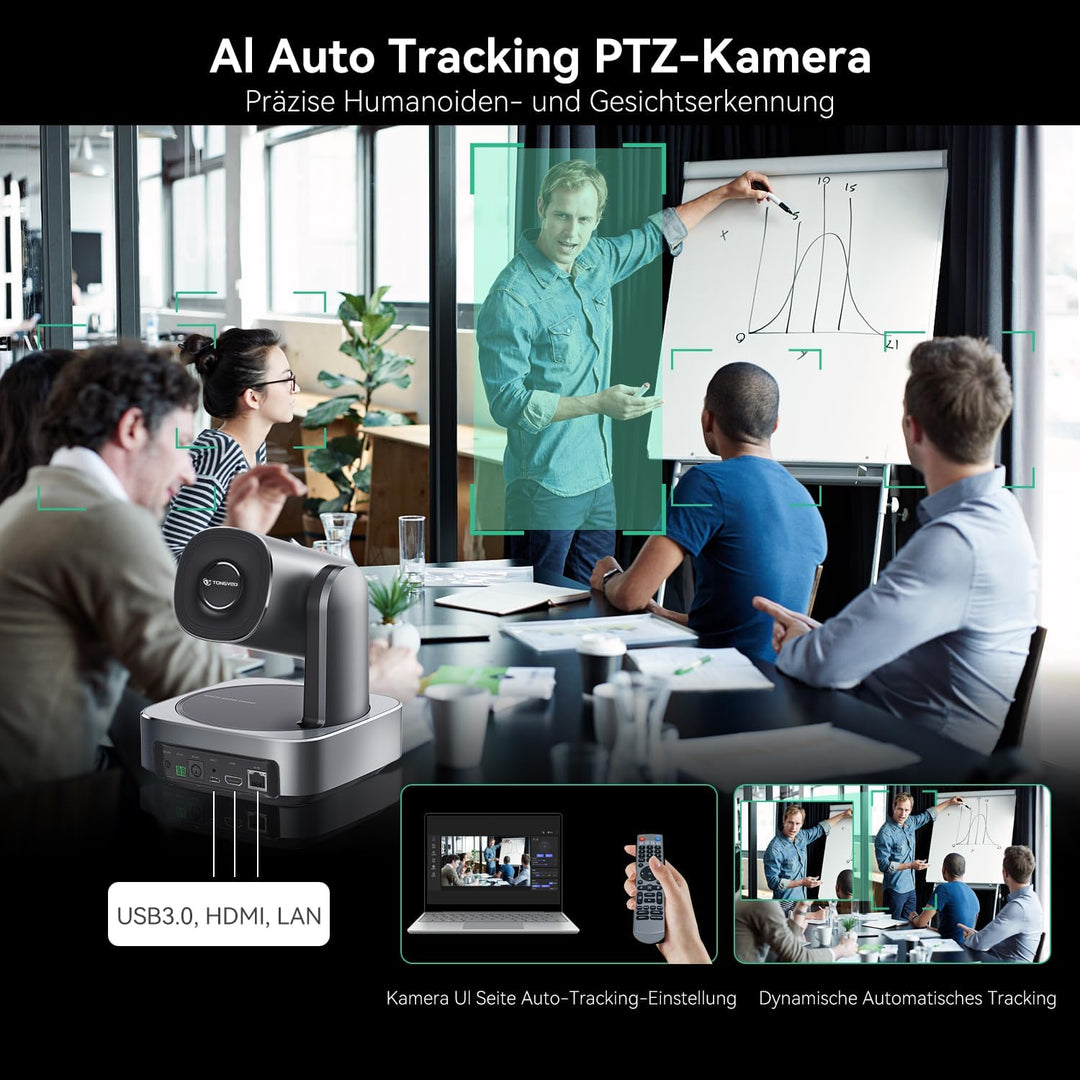PTZ-Kamera mit 20-Fach optischem Zoom,TONVEO USB HDMI LAN IP Live-Streaming-Kamera,1080P 60fps Video