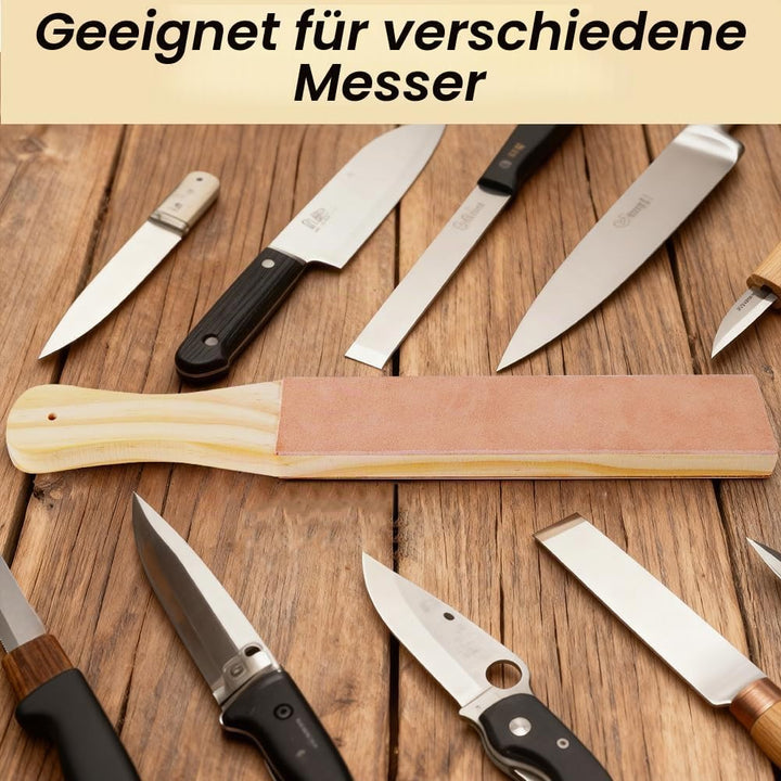Streichriemen Set,Leder Abziehsteine, mit Polierpaste und Winkelführung, Doppelseitiger Leder-Streic