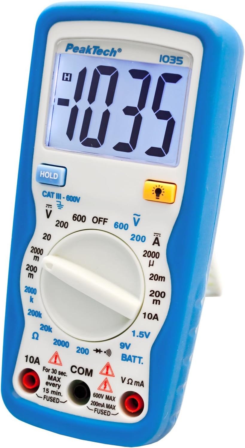 PeakTech Kompaktes Digital-Multimeter P1035, Blau, Weiss & Peak Tech P 1030 – Kontaktloser AC Spannu