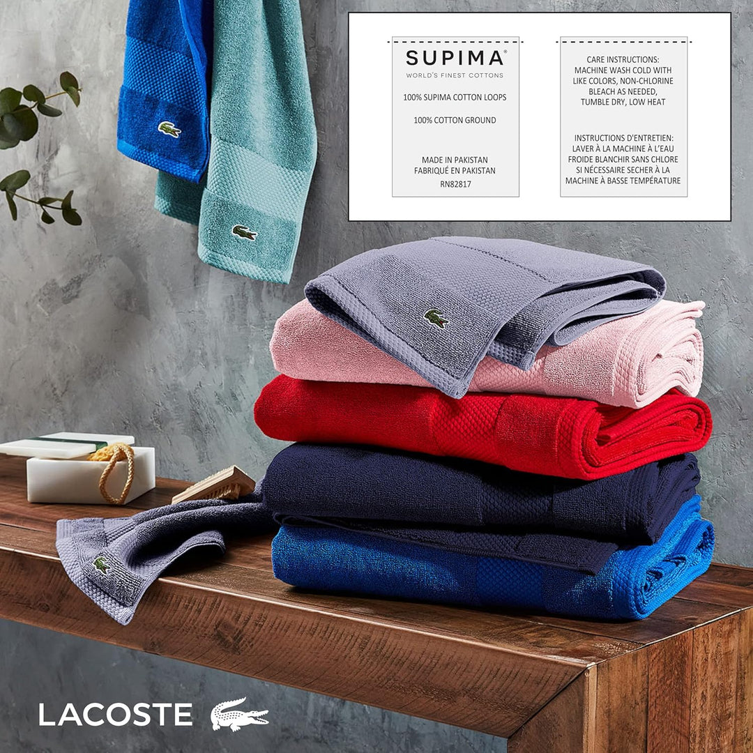 Lacoste Heritage Supima Badetuch, Baumwolle, 88,9 x 177,8 cm, Krokodilgrün Bath Sheet 35x70 Croc Gre