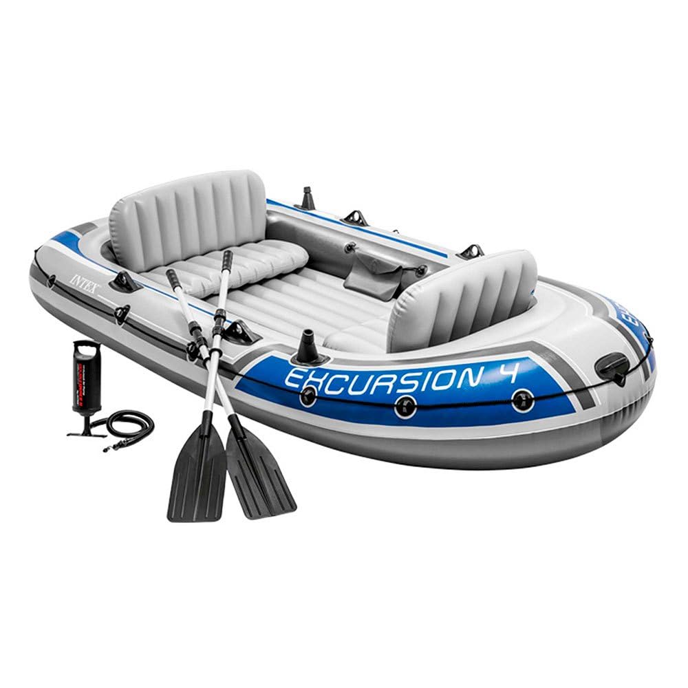 Intex Excursion 4 Set Schlauchboot - 315 x 165 x 43 cm - 3-teilig - Grau / Blau Single, Single