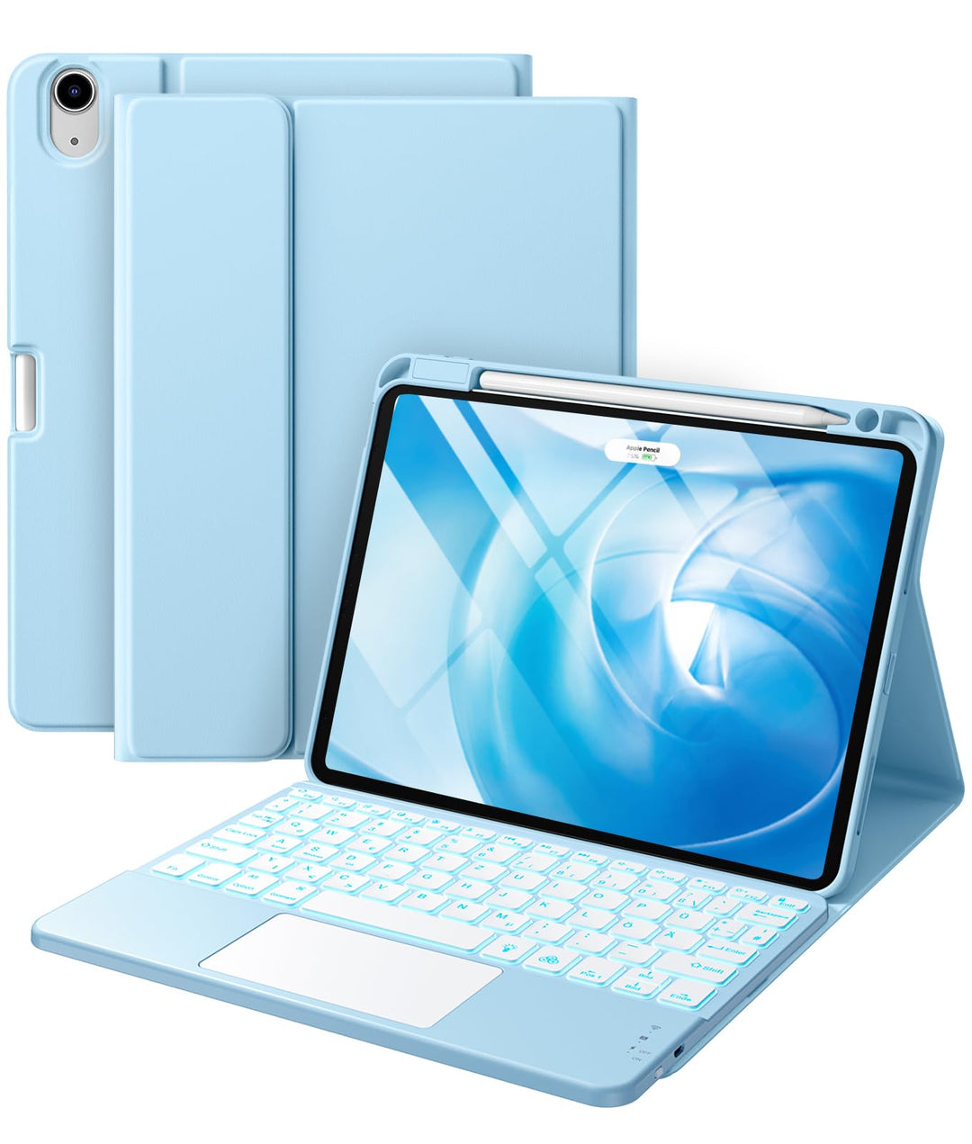Vobafe Hülle mit Tastatur für iPad Air 11 Zoll M4 M3 M2 (2026/2025/2024), iPad Air 5. 4. Generation