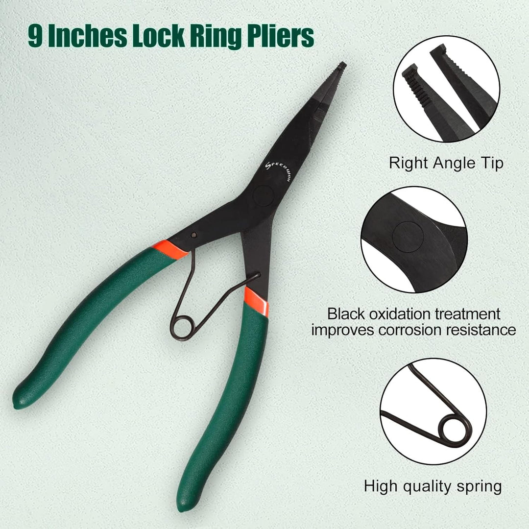 SPEEDWOX Lockringzange für Getriebe, 22,9 cm (9 Zoll), flache Nasen-Haltringzange mit schwarzem Oxid