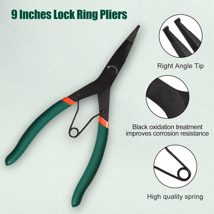 SPEEDWOX Lockringzange für Getriebe, 22,9 cm (9 Zoll), flache Nasen-Haltringzange mit schwarzem Oxid