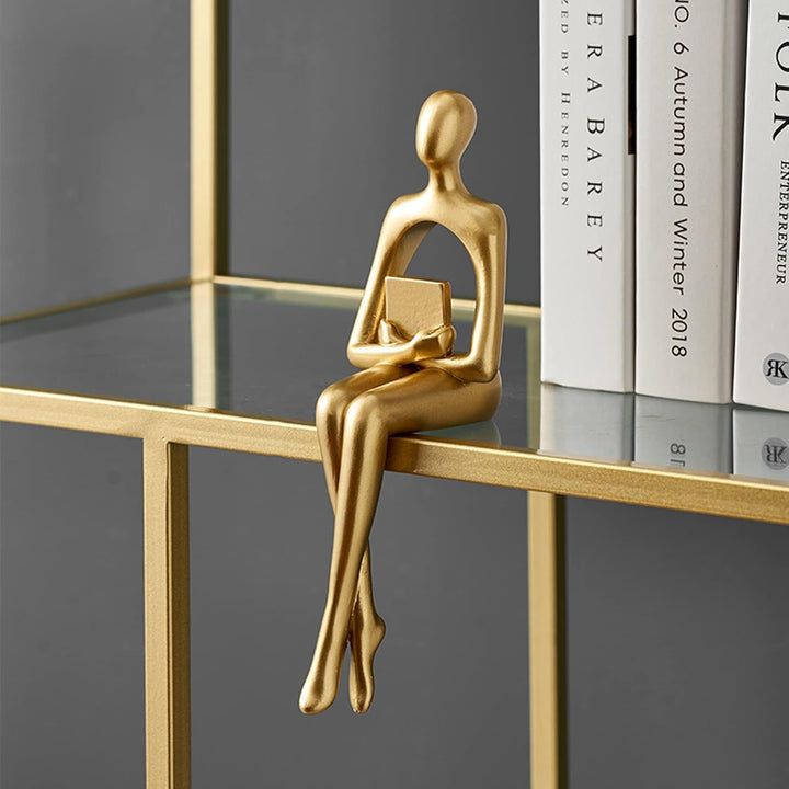 XINXUAN Goldene Statue, Heimdekorationen für Wohnzimmer, Regal-Dekor, modernes Bücherregal, Dekorati