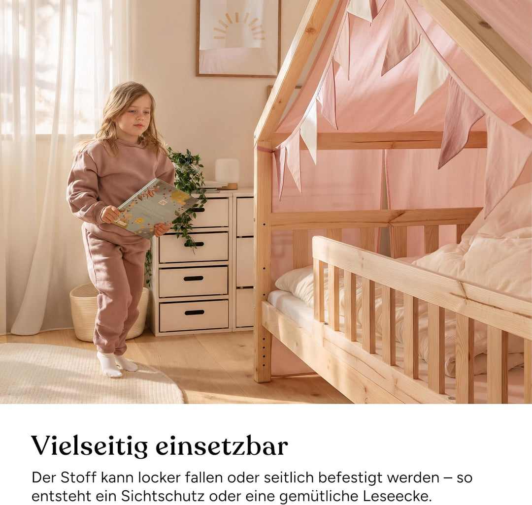Ehrenkind® Betthimmel Set 120x200 cm für Panorama Hausbett Lille, Jade Jade H420 x B120 cm (1er Pack