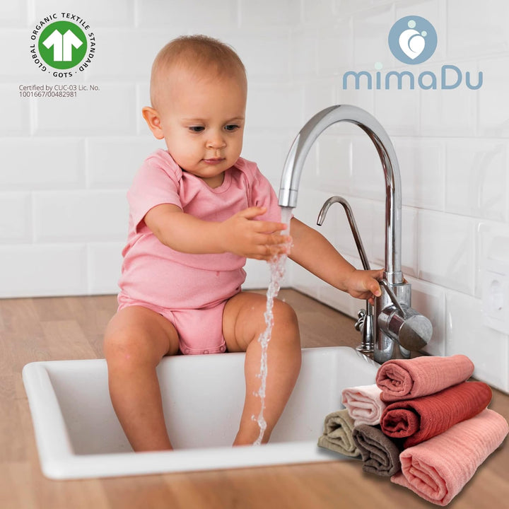 6er Set Baby Spucktücher Musselin aus Bio-Baumwolle GOTS 25x25cm - Mini Babywaschlappen für Mädchen