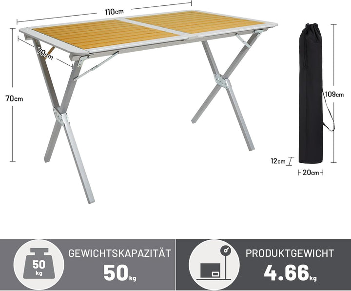 TIMBER RIDGE Campingtisch Klappbar Klapptisch Camping Falttisch Tragbar Aluminium mit Tasche für Pic