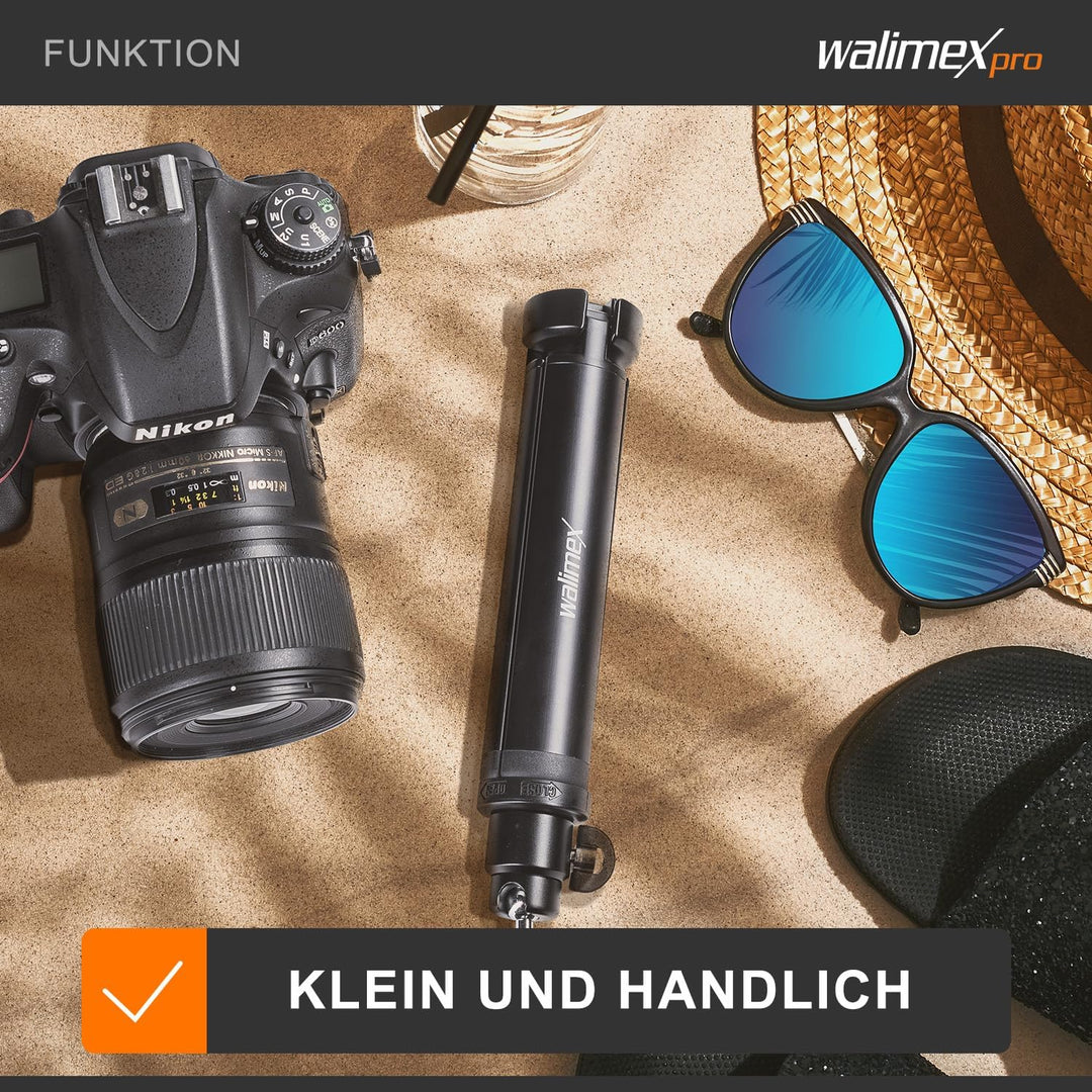 Walimex pro Easy 38 Tischstativ und Kamerastativ, höhenverstellbares Tripod Stativ 4-38 cm für Kamer
