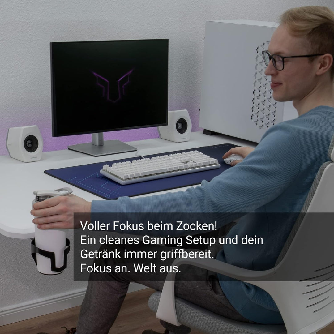 Ultimate Setup Getränkehalter Schreibtisch, Becherhalter Schreibtisch, Flaschenhalter Tisch, Getränk