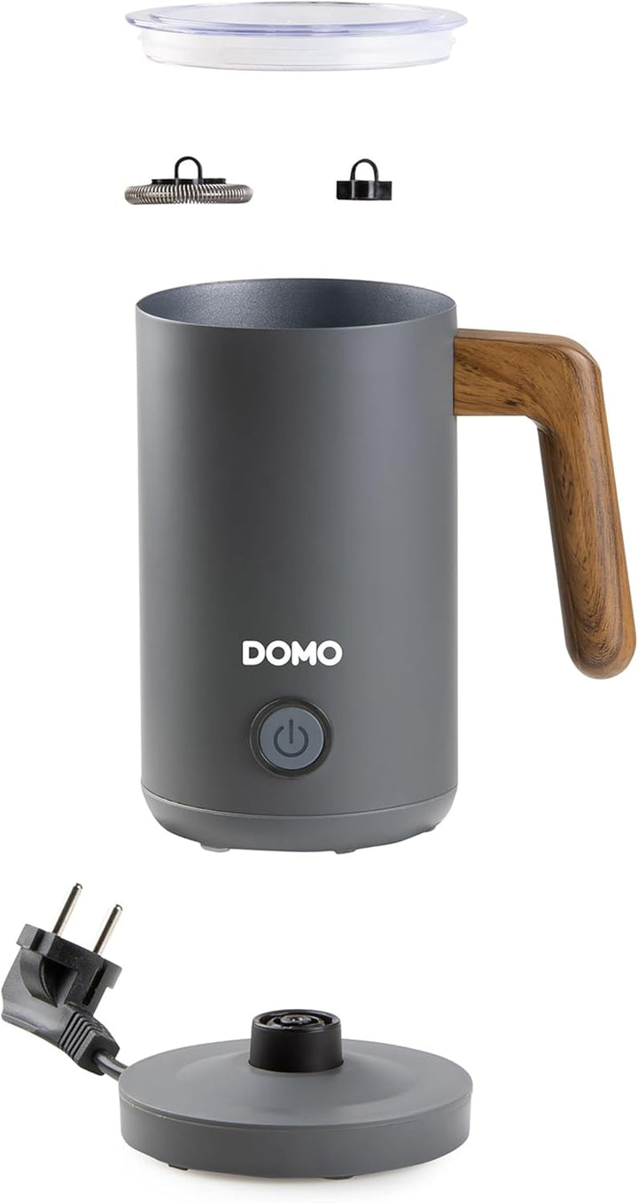 DOMO DO745MF Milchaufschäumer 'Wood You' - Mattgrau - 500 W Matte Grey, Matte Grey