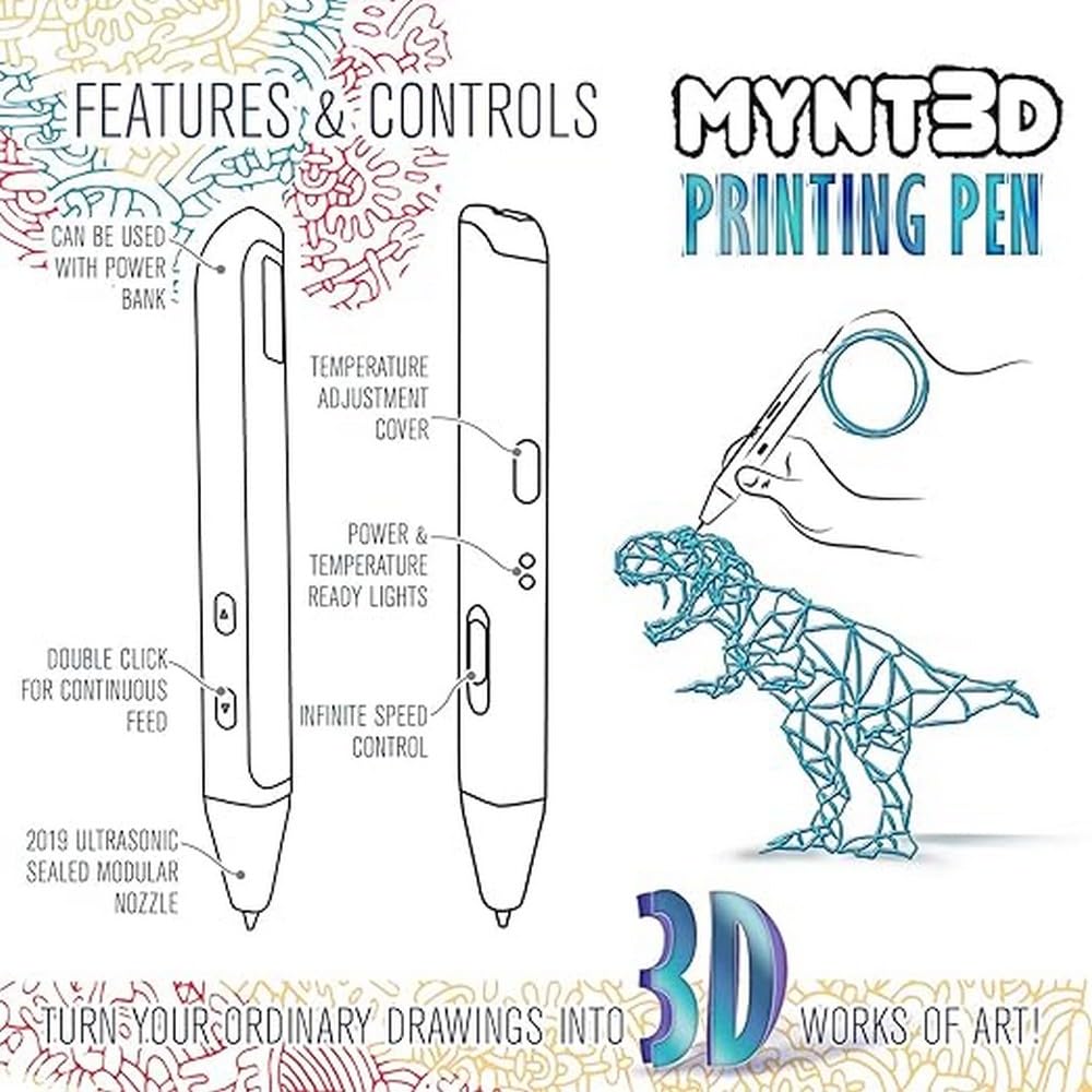 MYNT3D Super 3D-Stift, 1,75 mm ABS und PLA-kompatibler 3D-Druckstift
