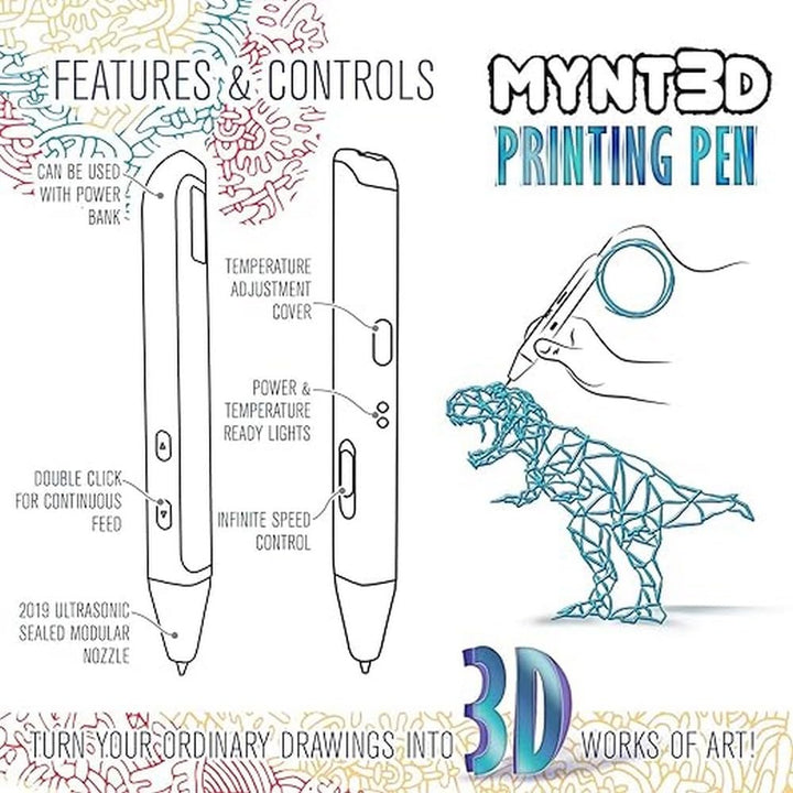MYNT3D Super 3D-Stift, 1,75 mm ABS und PLA-kompatibler 3D-Druckstift