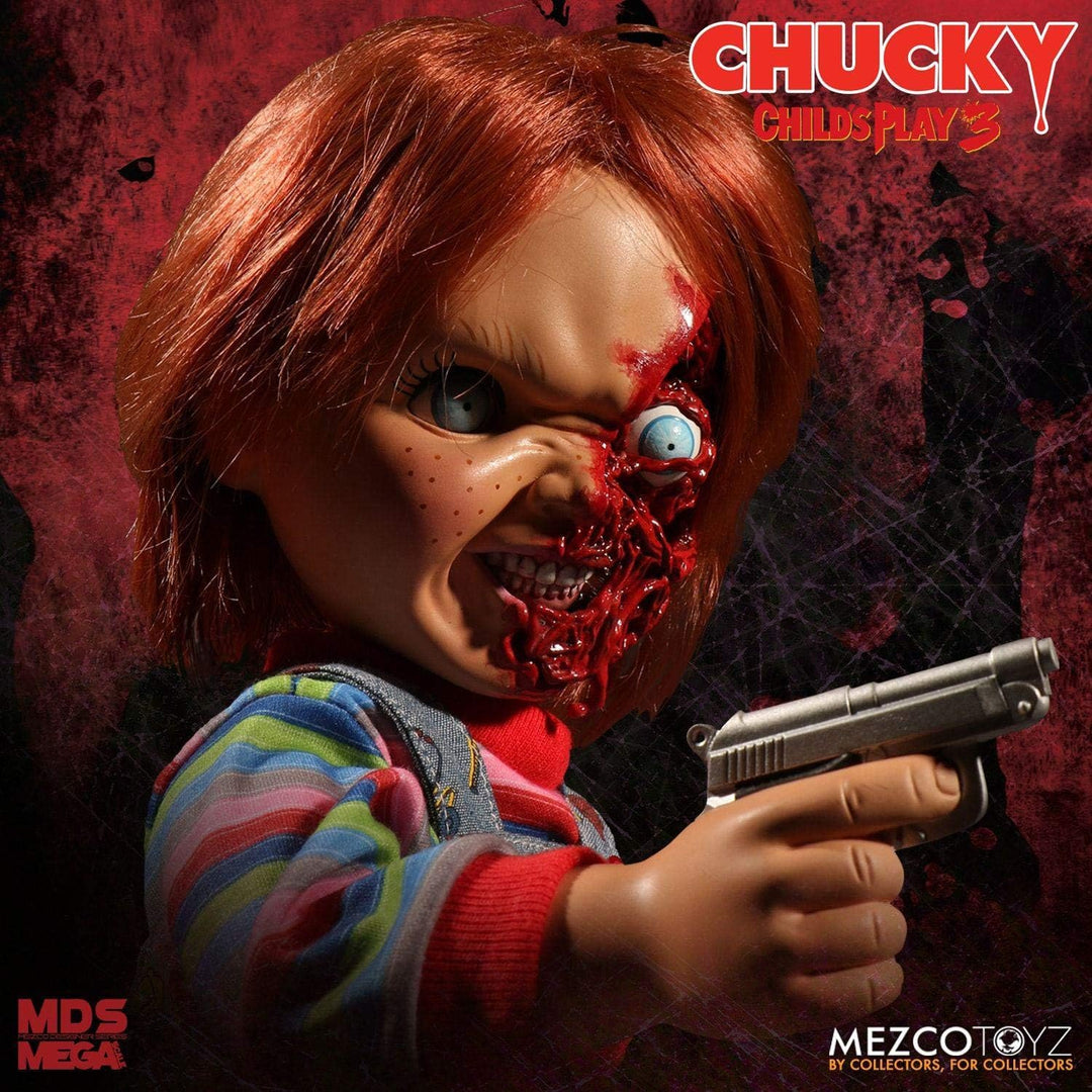 Close Up Child's Play Chucky Puppe 15" Talking Pizza Face Chucky