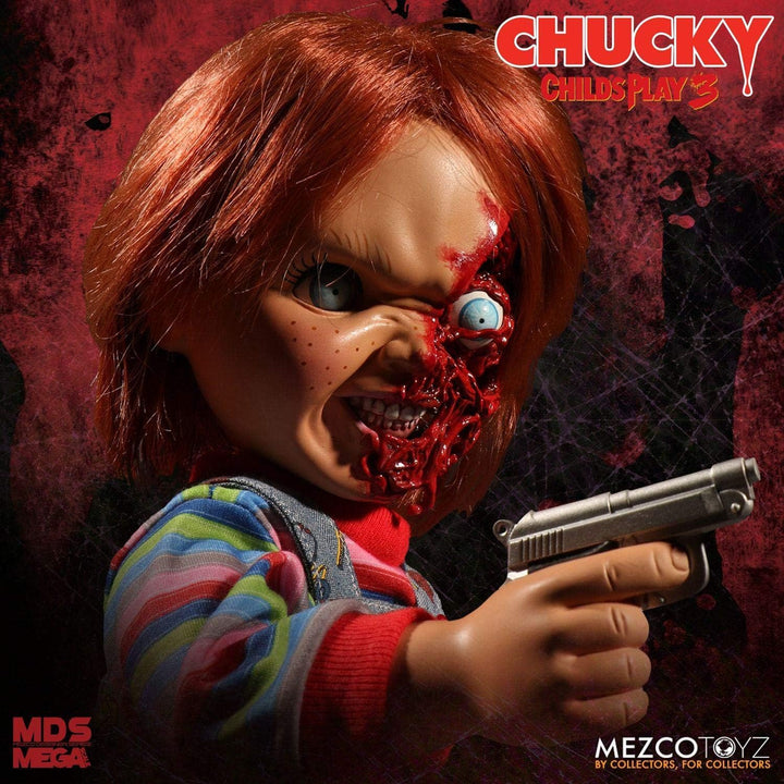 Close Up Child's Play Chucky Puppe 15" Talking Pizza Face Chucky