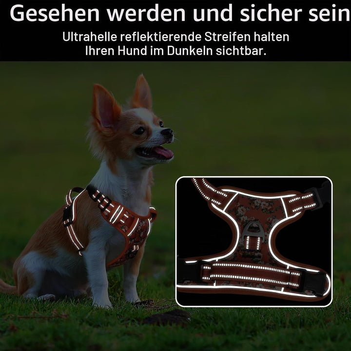 HEELE Hundegeschirr für Mittelgrosse Hunde, Weich Atmungsaktiv Einstellbar Reflektierend Anti Zug Hu