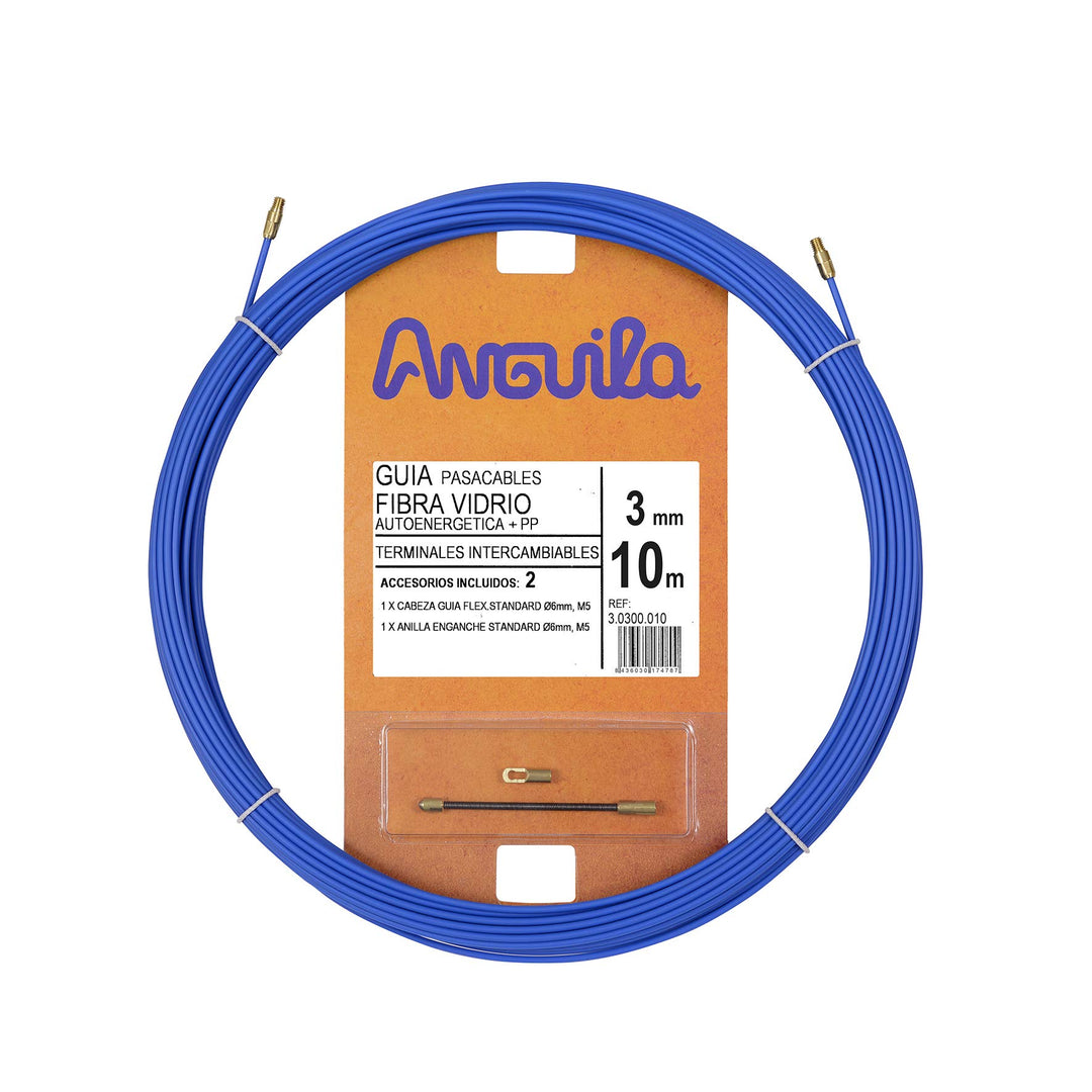 Anguila | Guía Pasacables | Fibra de Vidrio Reforzada + Propileno | Terminales Intercambiables | Col