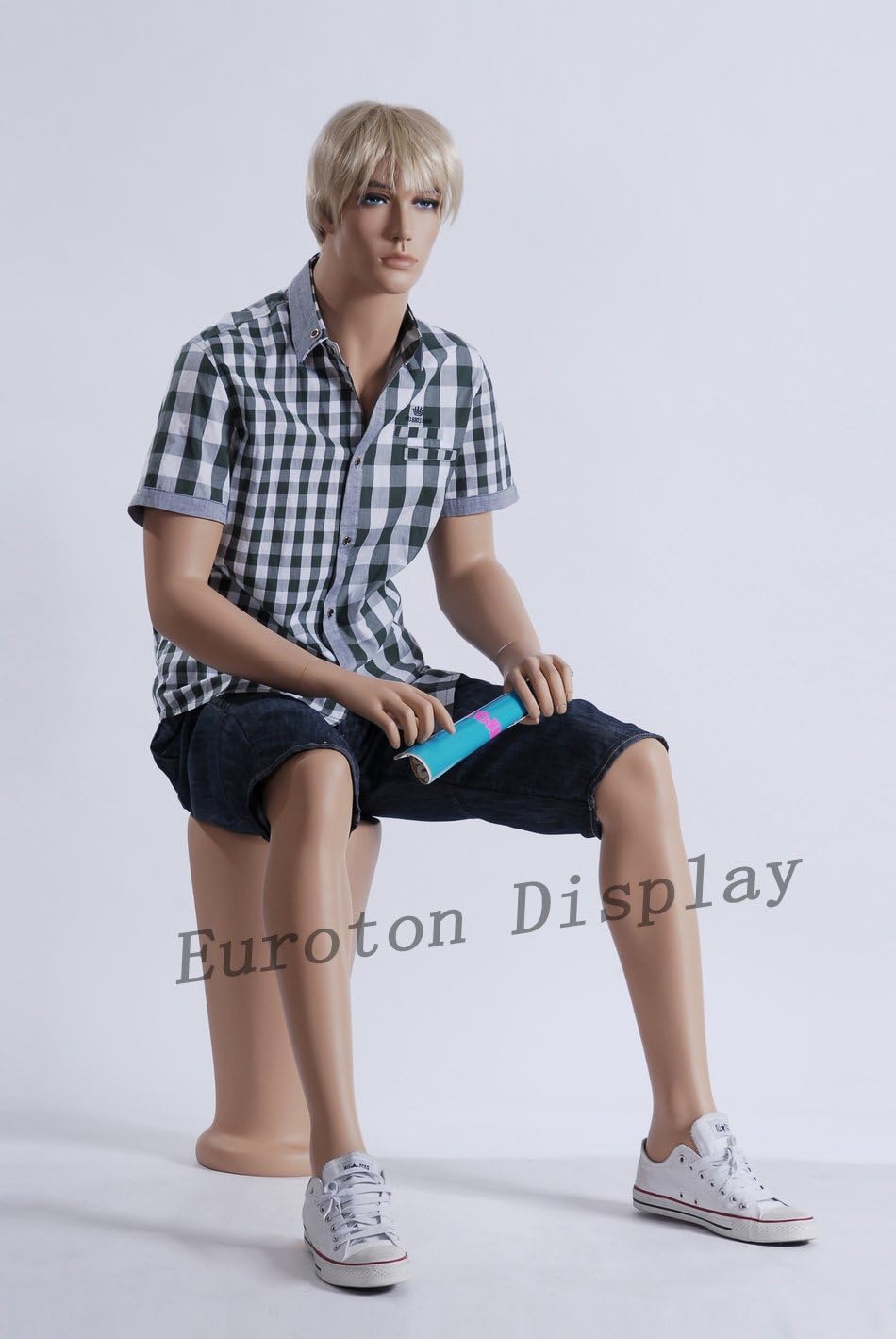 Euroton NEU sitzende Schaufensterpuppe Mannequin Figur männlich MS-12 Mannequin Male Hautfarbe Sitz