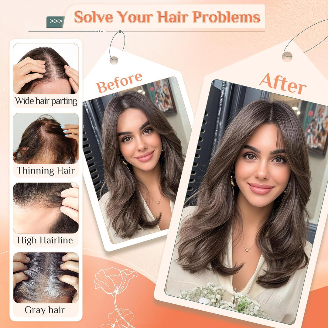 Benehair Echthaar Hair Topper für Frauen, 13g Haare Topper Echthaar Seitlicher Pony, 27CM Haartopper