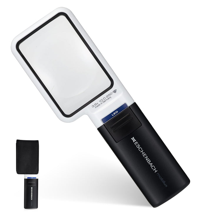 Eschenbach OPTIK Lupe Handlupe mit LED-Beleuchtung mobiluxLED 75x50mm, 15113, 3,5 x Vergrösserung, 7
