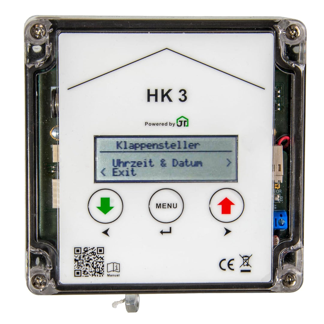 JOSTechnik Hühnerklappe HK2, echte Nothalt- BZW. Notöffnungsfunktion, Anlocklicht-Steuerung, Klappe