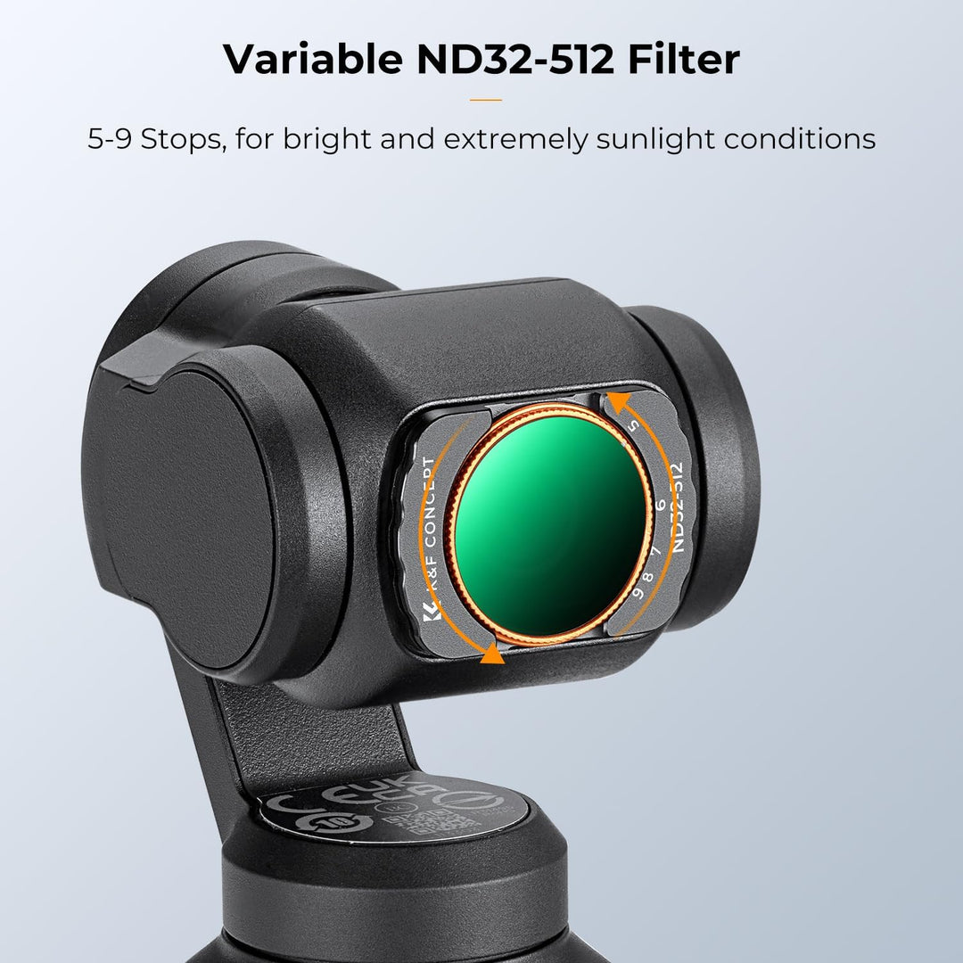 K&F Concept OSMO Pocket 3 ND Filter, Magnetischer Variabler ND Filter ND32-ND512, 5-9 Blendenstufen