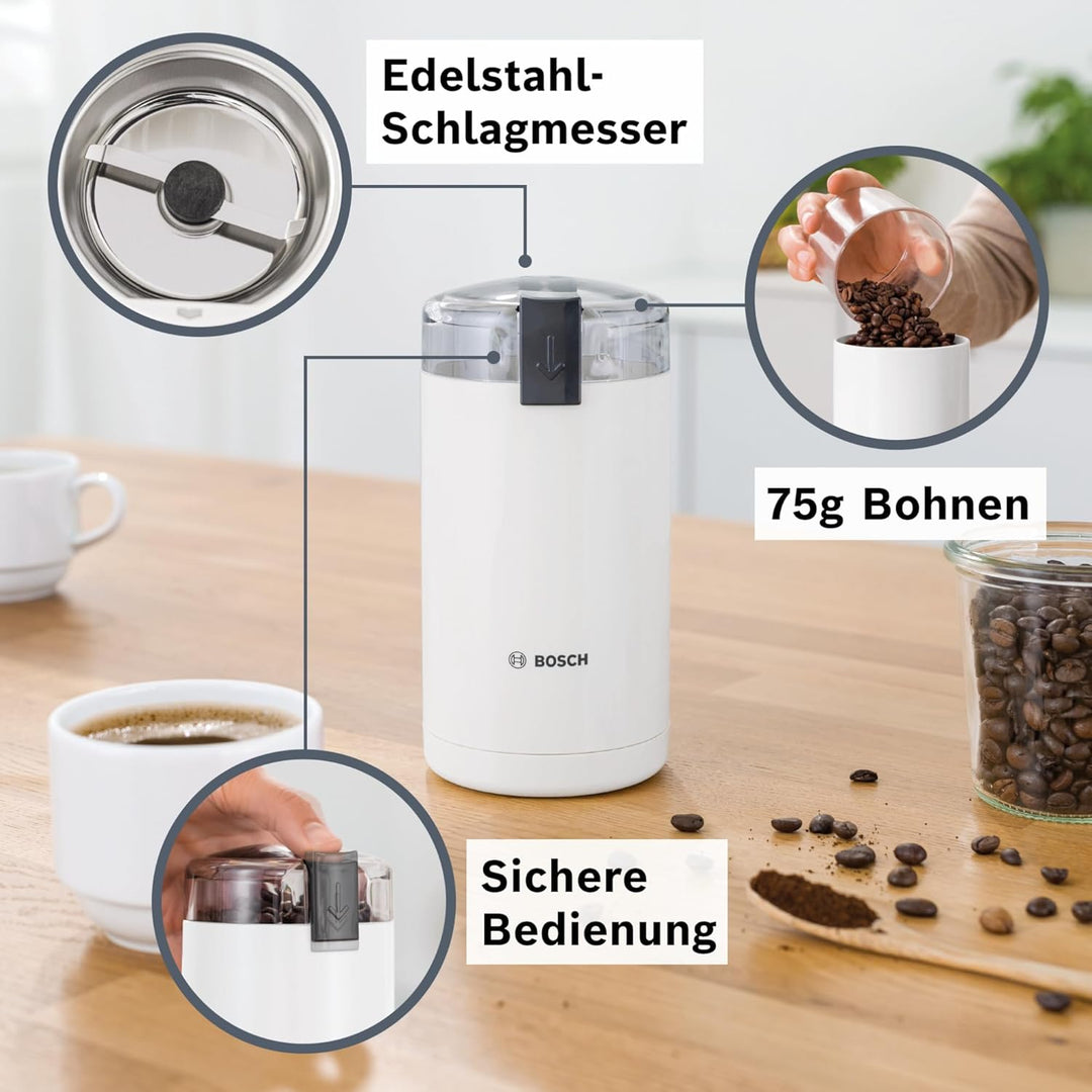 Bosch TSM6A011W Kaffeemühle, 180 Watt, weiss Weiss Single